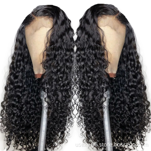 Unprocessed Brazilian Human Hair Full Lace Wig OEM Vendors Water Wave Virgin Cuticle Aligned Full Swiss Lace 100% Human Hair Wig